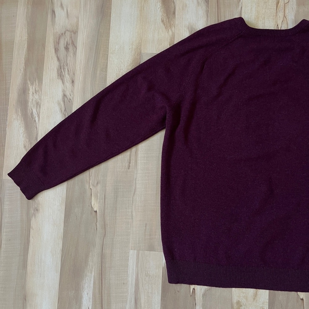 L.L. Bean Sweater Men's XLT 100% Wool Burgundy Classic Preppy Heritage Lodge - Picture 6 of 9